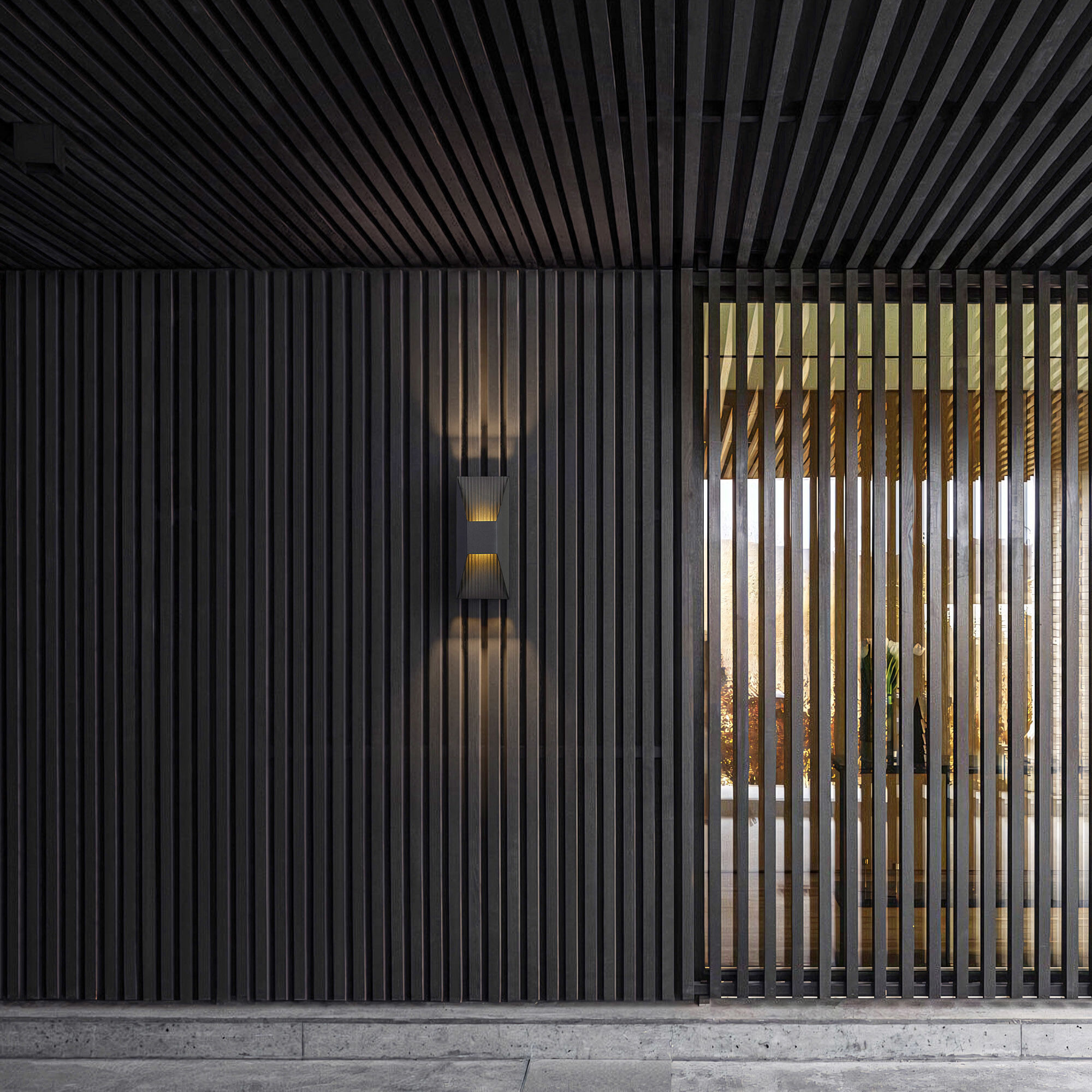 Ribbed LED 12 inch Sand Black Outdoor Wall Sconce